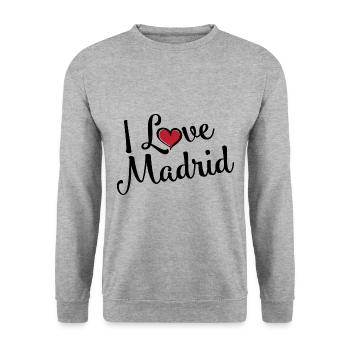 J’aime Madrid - Sweat-shirt Unisexe - gris chiné - Devant - Alina (178cm) & Michal (187cm)