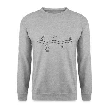 blumen blume linie symbol strich welle - Unisex Pullover - Weißgrau meliert - Vorne - Alina (178cm) & Michal (187cm)