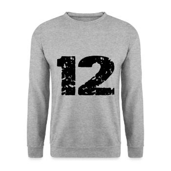 Maillot 12 Numéro - Sweat-shirt Unisexe - gris chiné - Devant - Alina (178cm) & Michal (187cm)