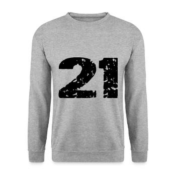 21 Maillot numéro - Sweat-shirt Unisexe - gris chiné - Devant - Alina (178cm) & Michal (187cm)