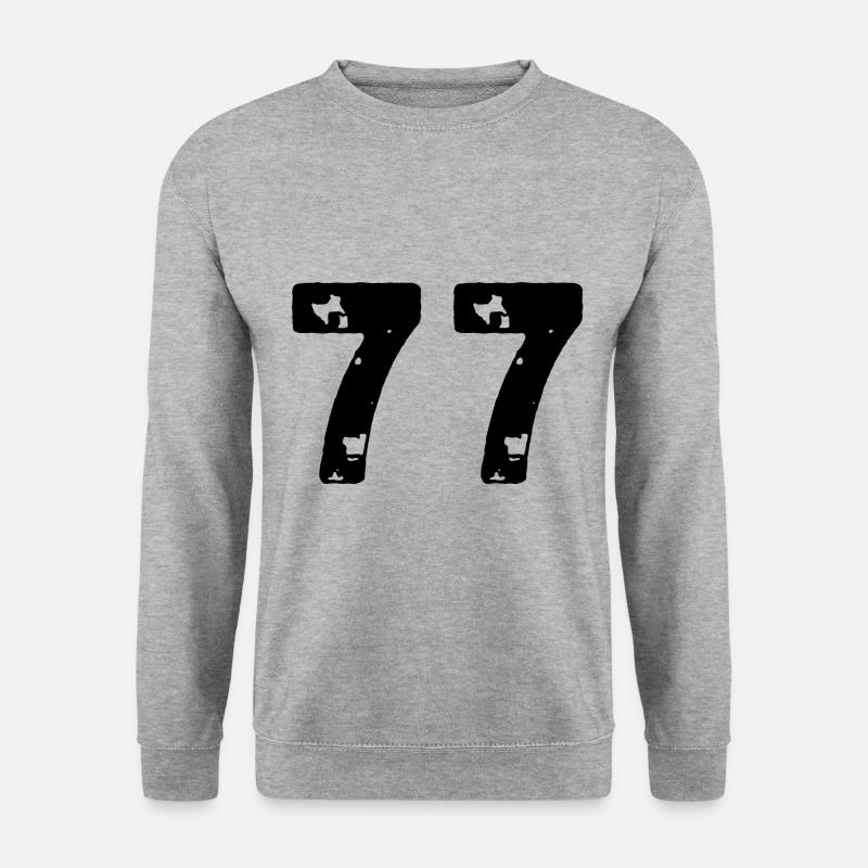 77 Zahl Trikot - Unisex Pullover - Weißgrau meliert