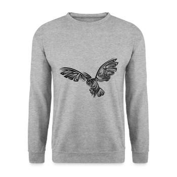Owl Tribal Tattoo - Unisex Sweatshirt - salt & pepper - Front - Alina (178cm) & Michal (187cm)