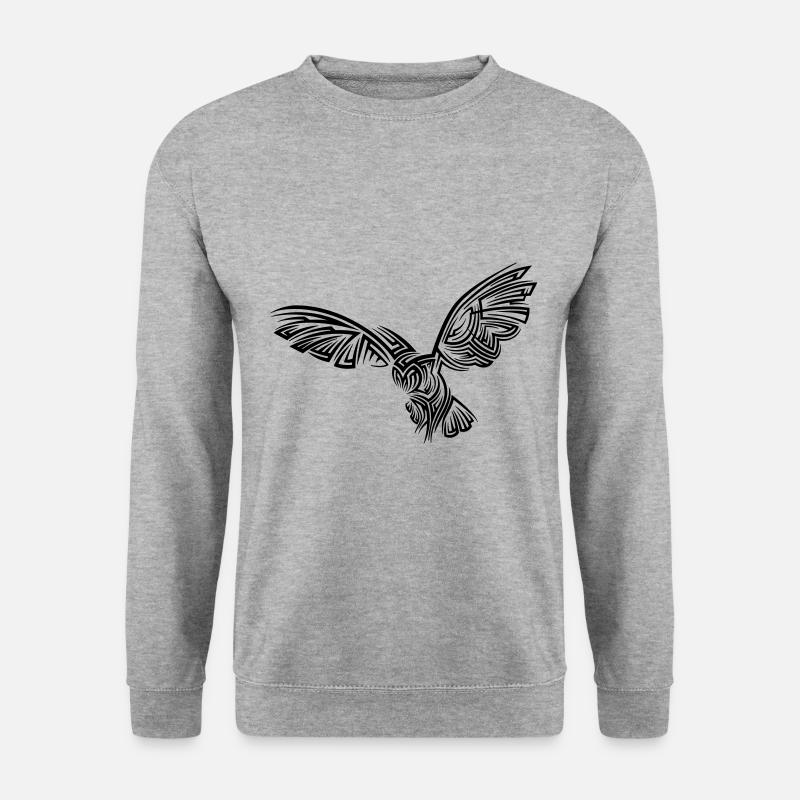 Eule Tribal Tattoo - Unisex Pullover - Weißgrau meliert