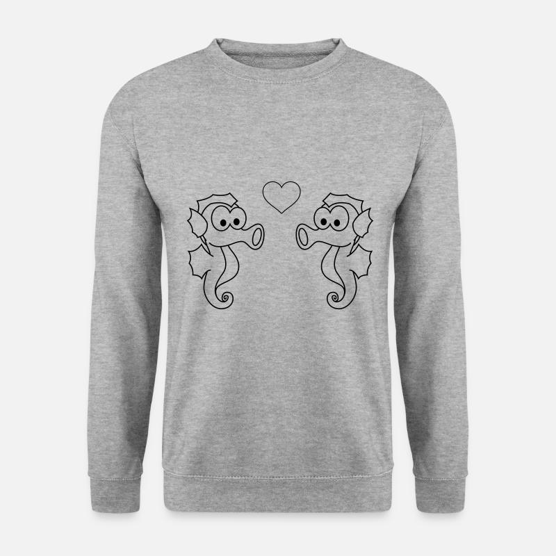 Seepferdchen Paar liebe - Unisex Pullover - Weißgrau meliert