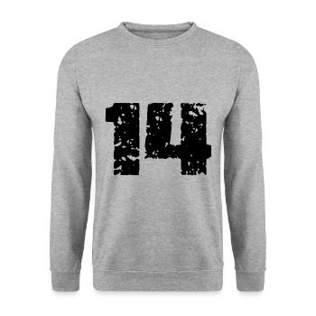 Maillot 14 Numéro - Sweat-shirt Unisexe - gris chiné - Devant - Alina (178cm) & Michal (187cm)