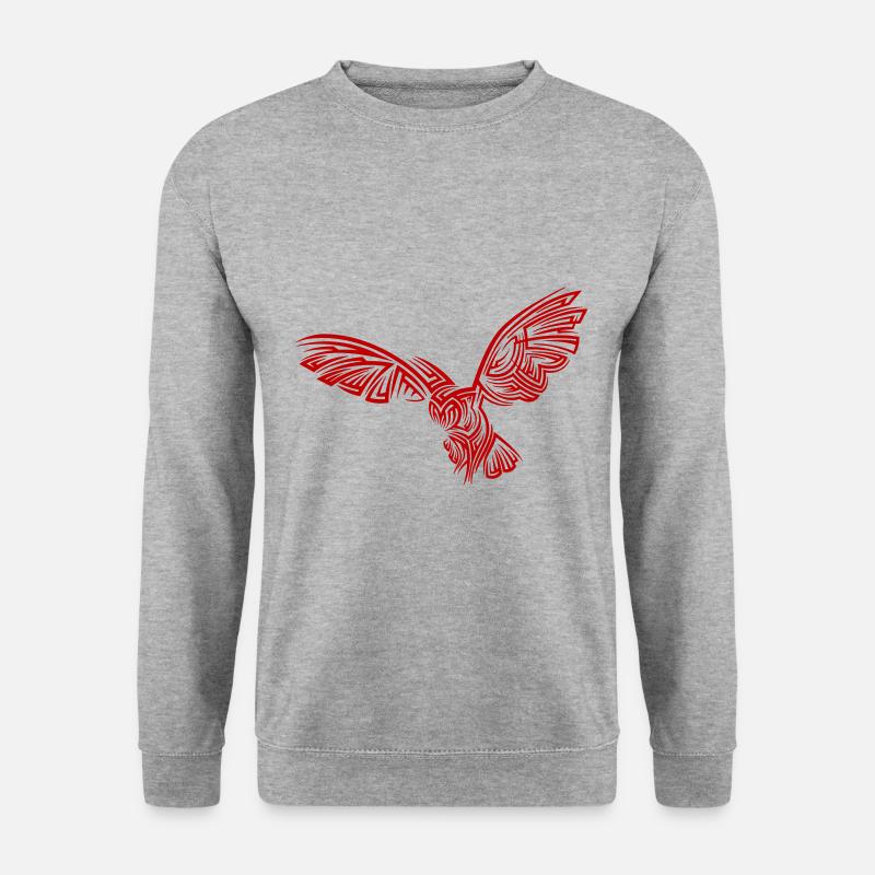 Eule Tribal Tattoo - Unisex Pullover - Weißgrau meliert