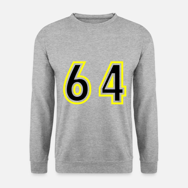 64 Zahl College - Unisex Pullover - Weißgrau meliert
