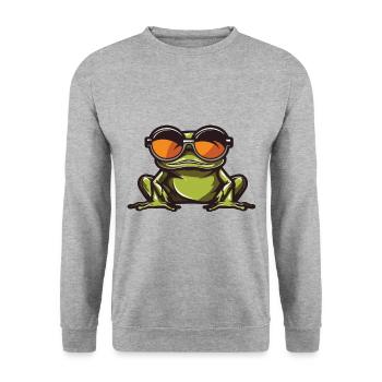 Grenouille Drôle Cool - Sweat-shirt Unisexe - gris chiné - Devant - Alina (178cm) & Michal (187cm)