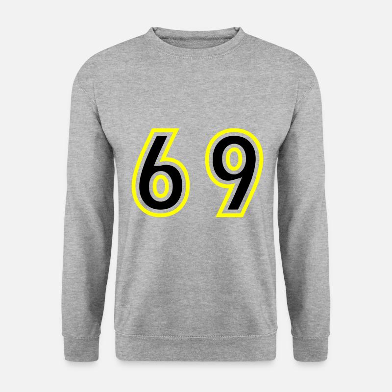 69 Zahl College - Unisex Pullover - Weißgrau meliert