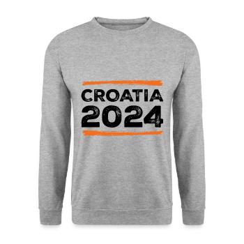 Croatia 2024 Spruch - Unisex Pullover - Weißgrau meliert - Vorne - Alina (178cm) & Michal (187cm)