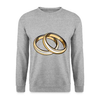 Eheringe Hochzeit - Unisex Pullover - Weißgrau meliert - Vorne - Alina (178cm) & Michal (187cm)