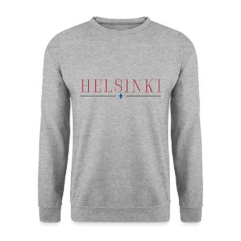 T-shirt de conception de style Helsinki, Finlande - Sweat-shirt Unisexe - gris chiné - Devant - Alina (178cm) & Michal (187cm)