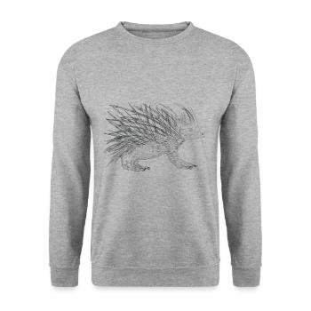 Stachelschwein haut rein - Unisex Pullover - Weißgrau meliert - Vorne - Alina (178cm) & Michal (187cm)