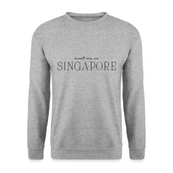 Meet me in Singapur - Unisex Pullover - Weißgrau meliert - Vorne - Alina (178cm) & Michal (187cm)