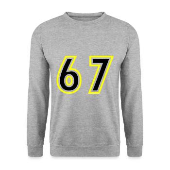 67 Number College - Unisex Sweatshirt - salt & pepper - Front - Alina (178cm) & Michal (187cm)