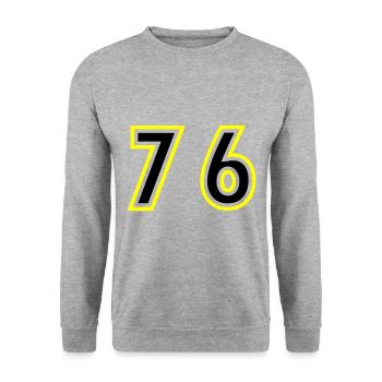 76 Number College - Unisex Sweatshirt - salt & pepper - Front - Alina (178cm) & Michal (187cm)