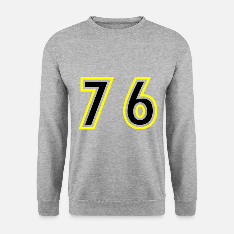 76 Zahl College - Unisex Pullover - Weißgrau meliert