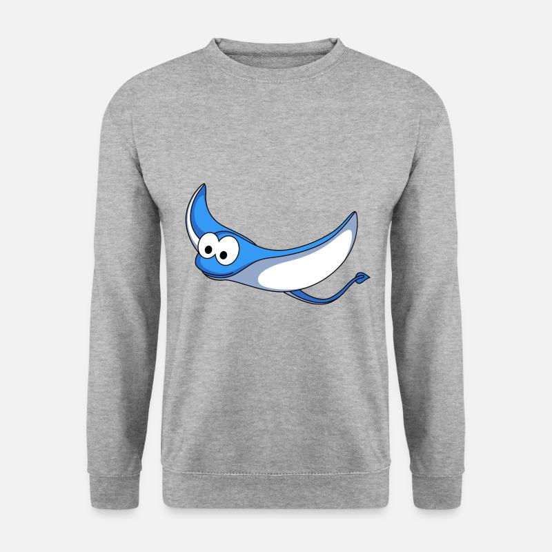 Rochen Comic Tier - Unisex Pullover - Weißgrau meliert