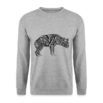 Hyäne Tribal Tattoo - Unisex Pullover - Weißgrau meliert - Vorne - Alina (178cm) & Michal (187cm)
