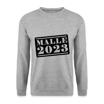 Malle 2023 - Unisex Pullover - Weißgrau meliert - Vorne - Alina (178cm) & Michal (187cm)