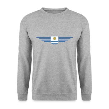Uruguay T-Shirt – Perfect for Fans - Unisex Sweatshirt - salt & pepper - Front - Alina (178cm) & Michal (187cm)