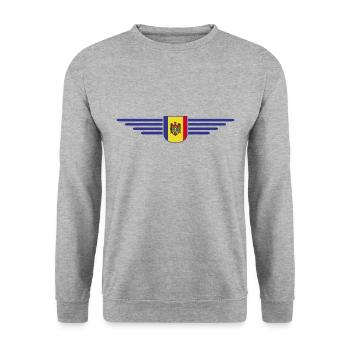 Moldau T-Shirt – Stolz auf Moldawien - Unisex Pullover - Weißgrau meliert - Vorne - Alina (178cm) & Michal (187cm)