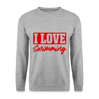 Ich liebe Schwimmen - Unisex Pullover - Weißgrau meliert - Vorne - Alina (178cm) & Michal (187cm)
