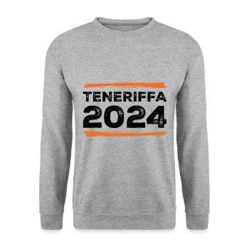 Teneriffa 2024 Spruch - Unisex Pullover - Weißgrau meliert - Vorne - Alina (178cm) & Michal (187cm)