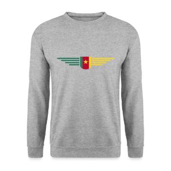 Cameroon Design – Fierté et diversité - Sweat-shirt Unisexe - gris chiné - Devant - Alina (178cm) & Michal (187cm)