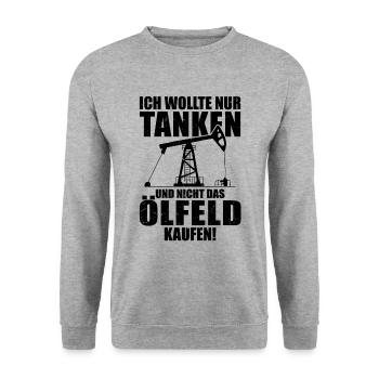 Ich wollte Tanken nicht das Ölfeld kaufen Benzin - Unisex Pullover - Weißgrau meliert - Vorne - Alina (178cm) & Michal (187cm)