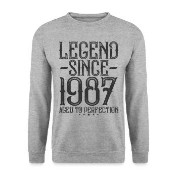 Légende 1987 Vintage Vintage Cadeau d’Anniversaire - Sweat-shirt Unisexe - gris chiné - Devant - Alina (178cm) & Michal (187cm)