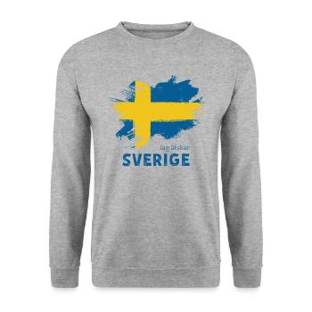 Schweden Flagge grunge style - Unisex Pullover - Weißgrau meliert - Vorne - Alina (178cm) & Michal (187cm)