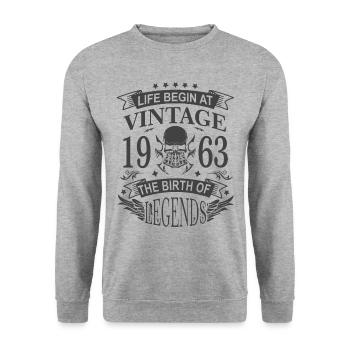 60th Birthday Legend Proven Born Since 1963 - Unisex Sweatshirt - salt & pepper - Front - Alina (178cm) & Michal (187cm)