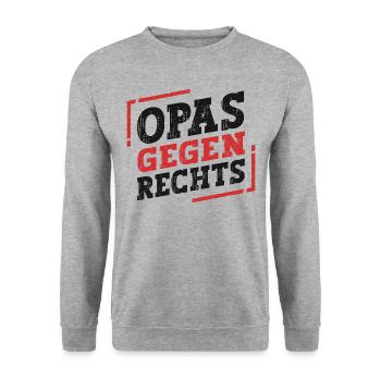 Opas Gegen Rechts - Unisex Pullover - Weißgrau meliert - Vorne - Alina (178cm) & Michal (187cm)