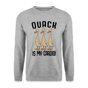 Running Duck Duck Running Duck Quack est mon cardio - Sweat-shirt Unisexe - gris chiné - Devant - Alina (178cm) & Michal (187cm)