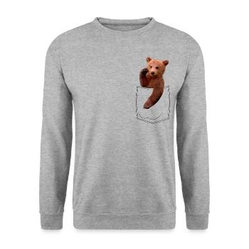 Poche poitrine ours - Sweat-shirt Unisexe - gris chiné - Devant - Alina (178cm) & Michal (187cm)