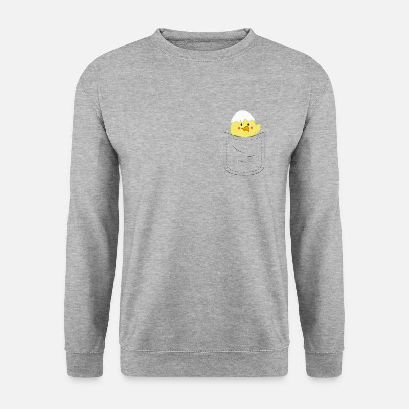 Niedliches Kücken Brusttasche - Unisex Pullover - Weißgrau meliert
