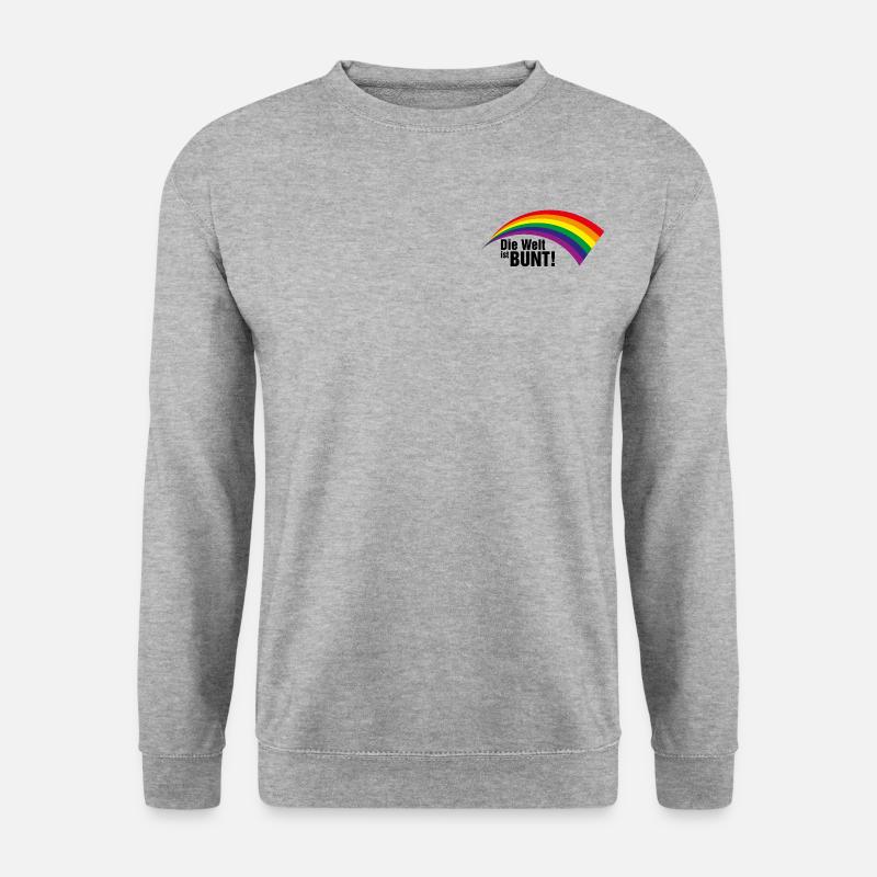 Regenbogen Flagge Fahne Die Welt ist bunt Toleranz - Unisex Pullover - Weißgrau meliert