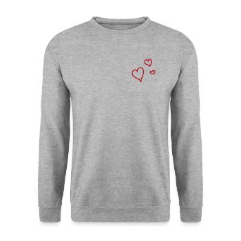 Herzensangelegenheit - Unisex Pullover - Weißgrau meliert - Vorne - Alina (178cm) & Michal (187cm)