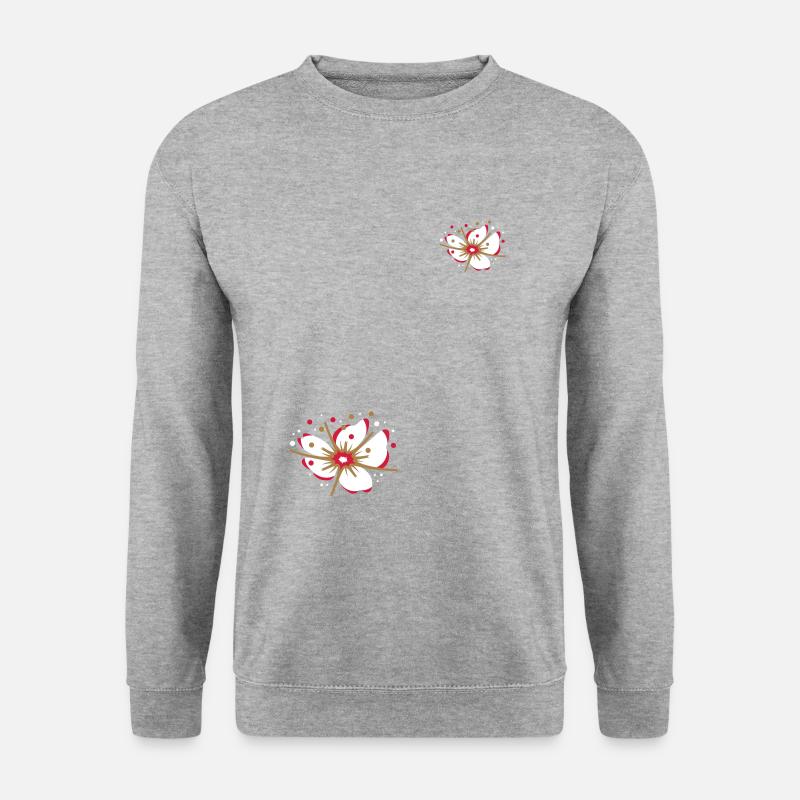 Kirschblüte mit Blütenstaub - Unisex Pullover - Weißgrau meliert