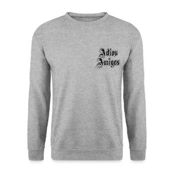 ADIOS AMIGOS - SPANISCH - MEXIKANISCH - Unisex Pullover - Weißgrau meliert - Vorne - Alina (178cm) & Michal (187cm)