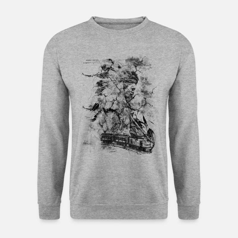 Amarican India Indianer - Unisex Pullover - Weißgrau meliert