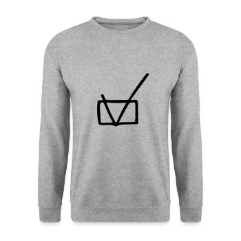 Häkchen - Unisex Pullover - Weißgrau meliert - Vorne - Alina (178cm) & Michal (187cm)