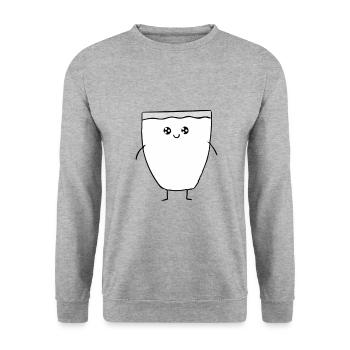 Glass - drawing - milk - Unisex Sweatshirt - salt & pepper - Front - Alina (178cm) & Michal (187cm)