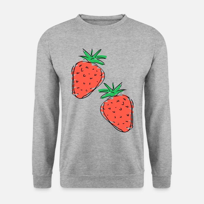 Erdbeere - Unisex Pullover - Weißgrau meliert