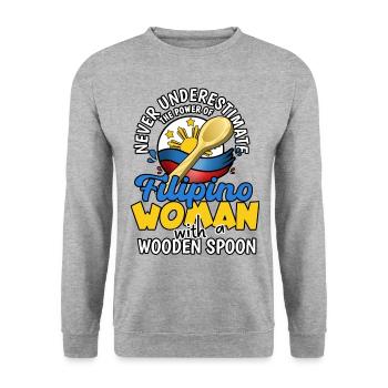 Philippines Filipina Flag Woman Spoon I Gift - Unisex Sweatshirt - salt & pepper - Front - Alina (178cm) & Michal (187cm)