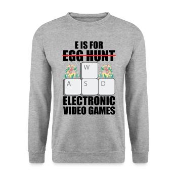 E Is For Egg Hunt Electronic Video Games Gamer Vid - Unisex Pullover - Weißgrau meliert - Vorne - Alina (178cm) & Michal (187cm)