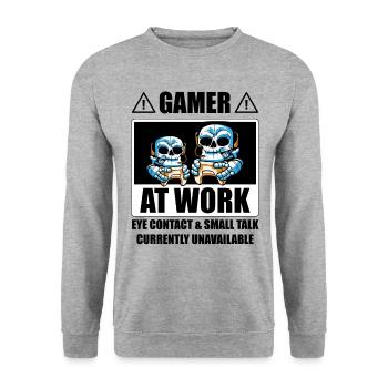 Gamer At Work Video Game Player Gaming Gamer Conso - Unisex Pullover - Weißgrau meliert - Vorne - Alina (178cm) & Michal (187cm)