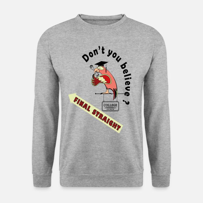 Der letzte gerade Schulpapagei - Unisex Pullover - Weißgrau meliert