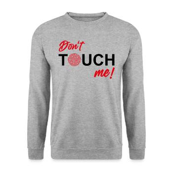 Don' t Touch me - Fingerabdruck - Unisex Pullover - Weißgrau meliert - Vorne - Alina (178cm) & Michal (187cm)